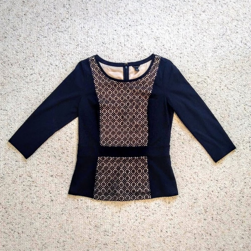 Ann Taylor Blouse with Center Embroidery